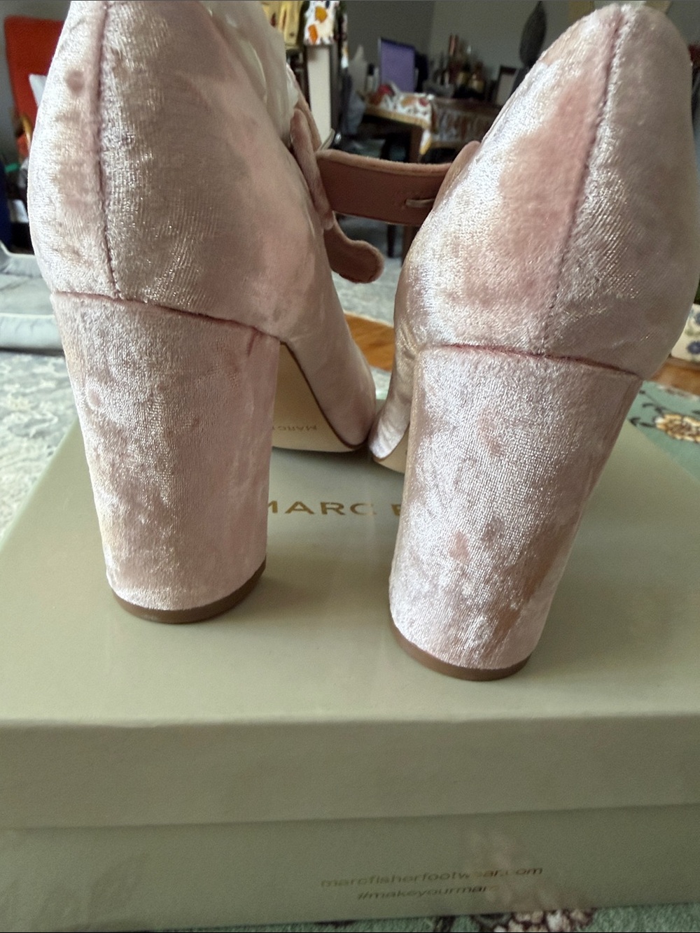 Marc Fisher Dusty Pink Velvet Mary Jane Heels - Picture 4 of 4